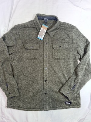 NEW Eddie Bauer Men's Sweater Warm Fleece Shirt Jacket Heather Spruce L