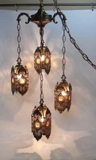 Vintage Hollywood Regency MCM Lamp Four Hanging Lanterns