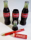 Vtg Mini Coca-Cola Bottle Toy Lot 3.5" w/ Eraser & Pencil 3pc school auto golf