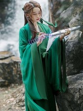 Women Ancient Green Hanfu Female Halloween Cosplay Swordsman Girl Adult Costume