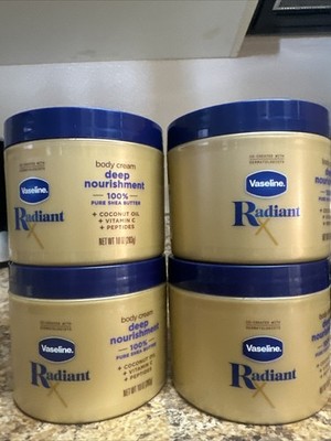 4X Vaseline Radiant X Deep Nourishment Body Cream 100% Shea Butter Coconut 10oz