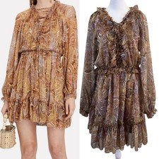 Beulah Paisley Ruffle Lace Up Elastic Waist Dress Fairy Whimsigoth Coquette S