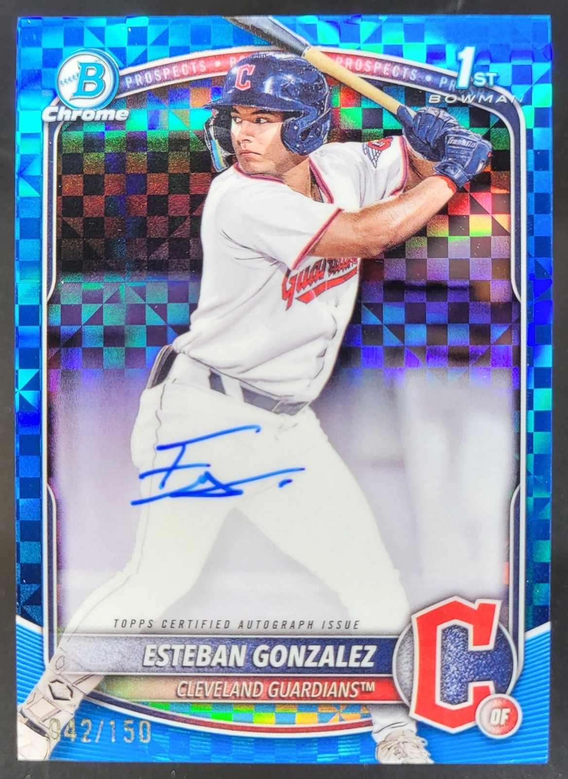 2025 Bowman Esteban Gonzalez Chrome Auto Blue X-Fractor /150 1st Guardians DD5