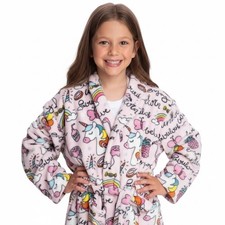 Mad Dog Fleece Kids Robe, Hooded Long Bathrobe, Plush Boys Girls Children