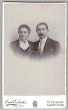 Antique CDV Emil Eichacker Husband & Wife Romantic Couple Mustache Saarbrucken