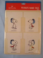 Vtg RARE Hallmark Snoopy Peanuts Name Tags T-Shirts Stickers NEW 1980s 80s