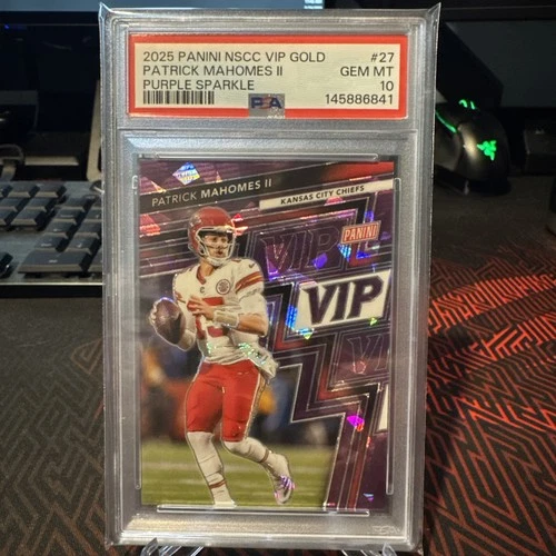 2025 Panini NSCC VIP GOLD Patrick Mahomes Purple Sparkle /50 PSA 10