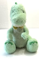 FAO Schwarz 12 Inch Plush Light Mint Green Dinosaur With Bow Tie Stuffed Animal