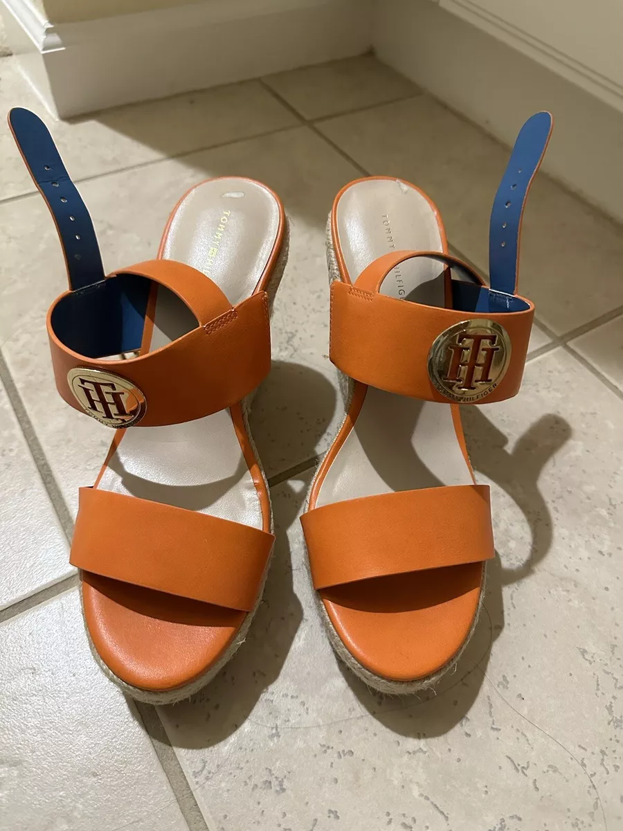 Grunde dobbelt diktator Tommy Hilfiger wedge sandals orange | eBay