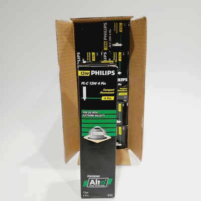 Box of 10 Philips PL-C 13W 4 Pin Alto 830 Compact Fluorescent