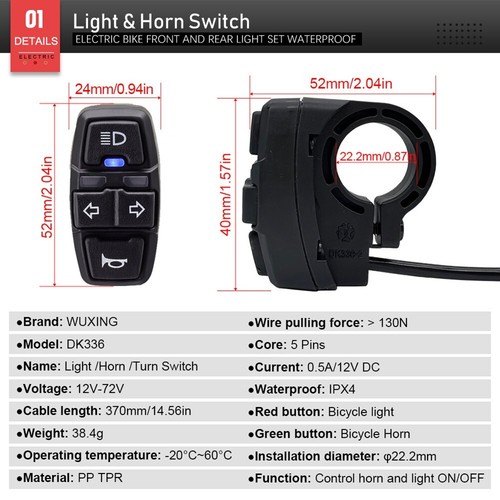 Waterproof Bike Light Kit for Bafang Center Motor01 02 HD by EBKE - Picture 4 of 12