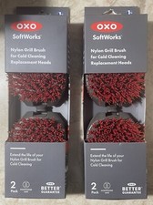 Two 2 Packs OXO Softworks Nylon Grill Brush For Cold Cleaning Replacement Heads