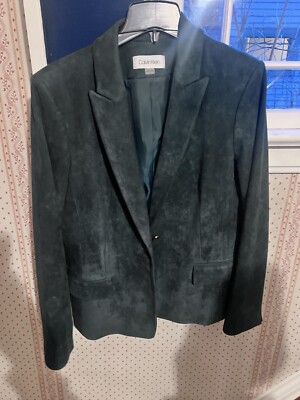NWOT Calvin Klein Women's Notched Collar  Blazer Jacket Size 16 DK Green