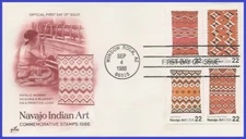 USA3 #2235-38 U/A ARTCRAFT FDC BL4  Navajo Art