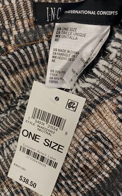 Inc International Concepts Women Beige Paisley Jacquard Wrap Size