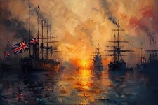 Hms Victory Sail Ship Seascape Canvas Picture Print Wall Art - Artist impression