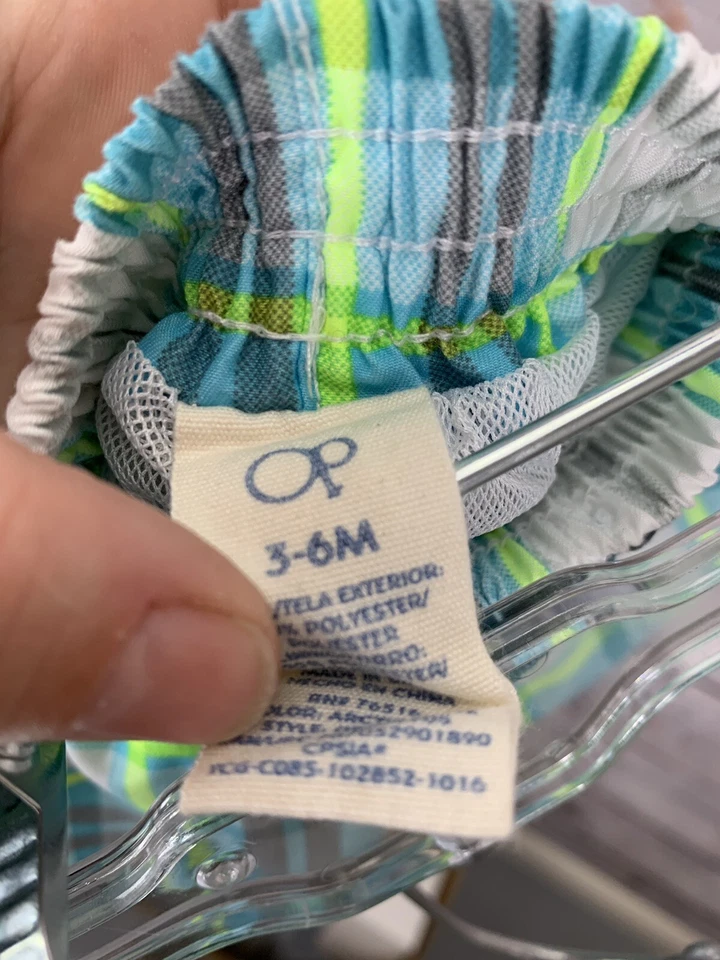 Bañador quirúrgico con forro verde/azul/gris/blanco a cuadros 100 % poliéster bebé 3-6 meses Foto 4 de 4