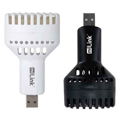miLink USB Air Freshener Diffuser w LED Night Light BUNDLE (1 Black & 1 White)