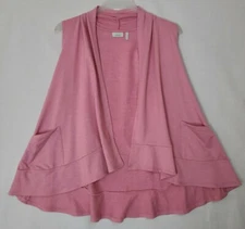 LOGO Lounge by Lori Goldstein Pink Drape Front Vest with Pockets Sz Small (Z3)