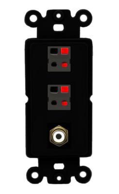 2 Port Speaker Wire Plug Jack Wall Plate RCA for Subwoofer Rocker Black Banana