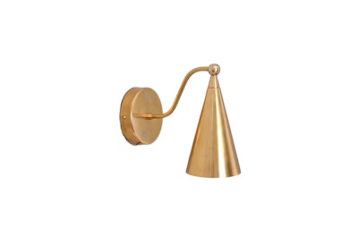 Mid Century Modern Brass Wall Sconce Light Fixture | Handmade Cone Shade Vintage