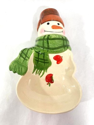 Hallmark Jan Karon Schneemann Cookie Candy Teller - Gebraucht, Feine Risse