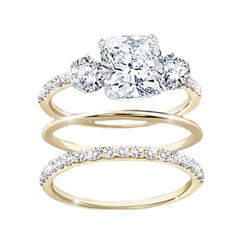 Elegant 3-Piece 14k Gold Plated Stackable Ring Set with Sparkling Zirconia