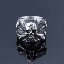 Vintage Stainless Steel Ring Skull Mens Rings Punk Biker Hip Hop Ring for Men
