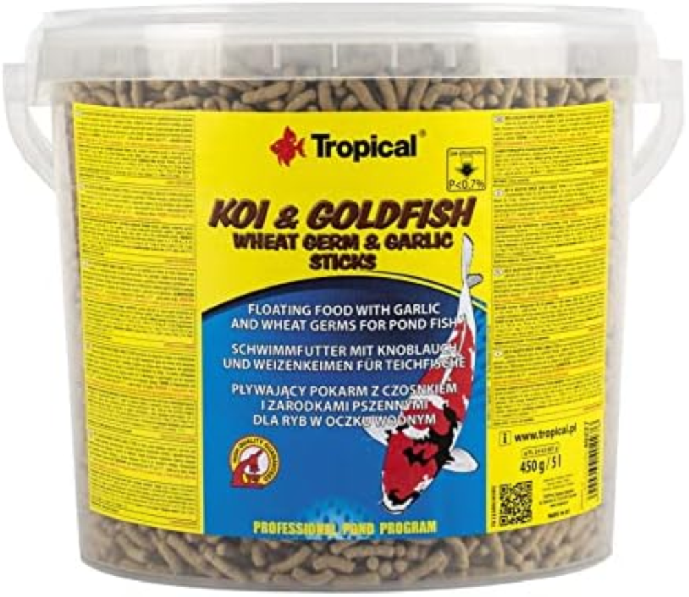 KOI&GOLDFISH WHEAT GERM&GARLIC STICKS 5L / 430g - è un alimento rinforzante sott
