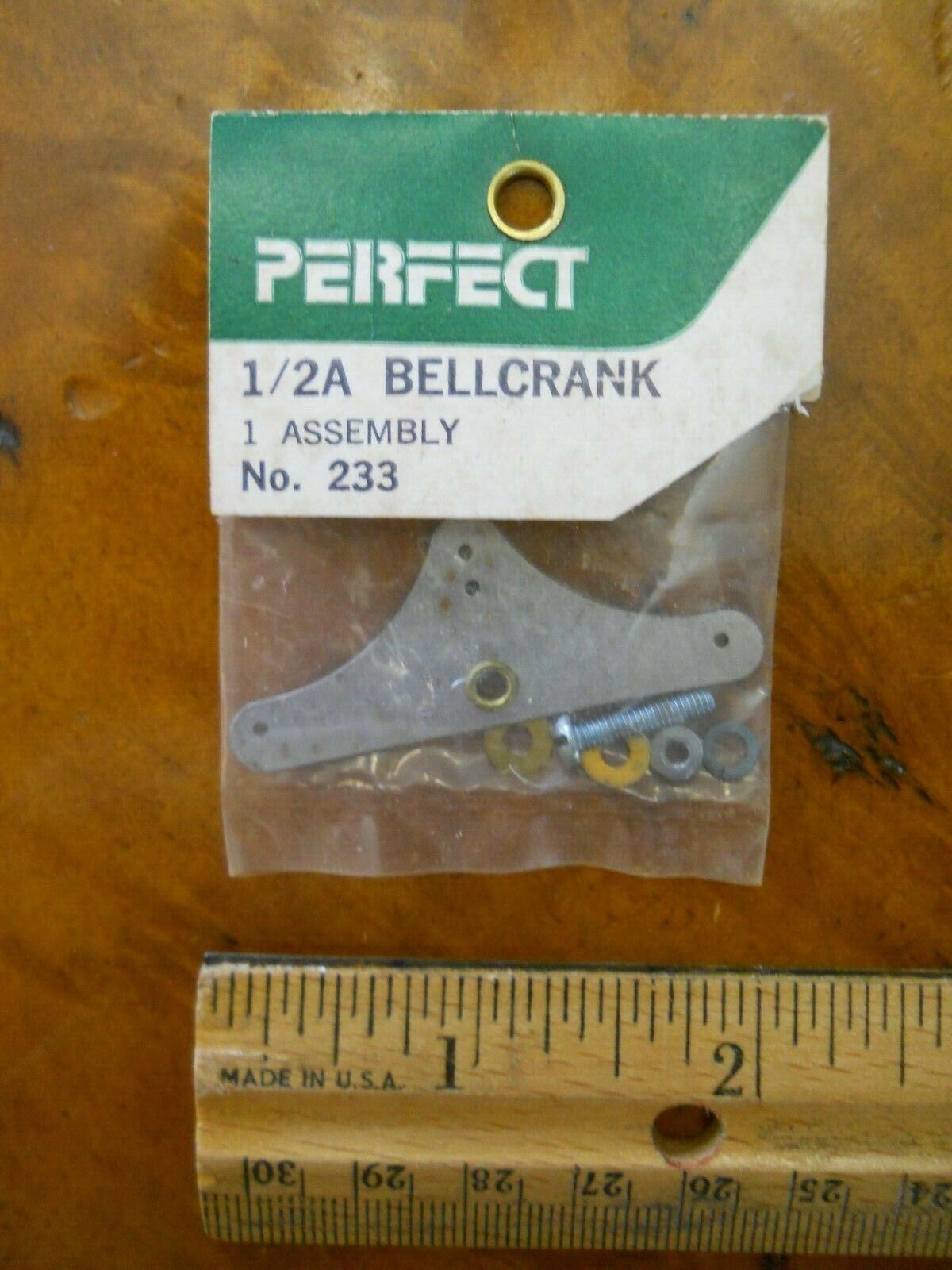 PERFECT MODEL AIRPLANE PARTS #233 1/2A BELLCRANK ASSEMBLY (NEW OLD STOCK)