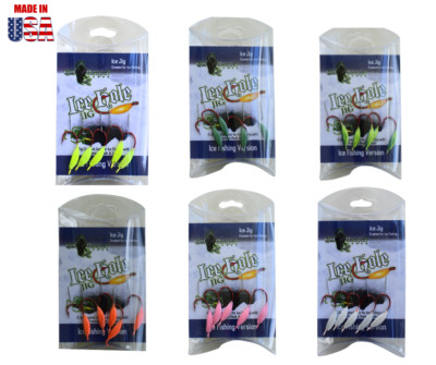 Ice Jigs in Moon jig Style. Great for when Ice Fishing. Made in USA 5 Pack