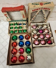36 Assorted Vintage Christmas Ornaments Rauch Shiny Brite Pink Blue Red Green