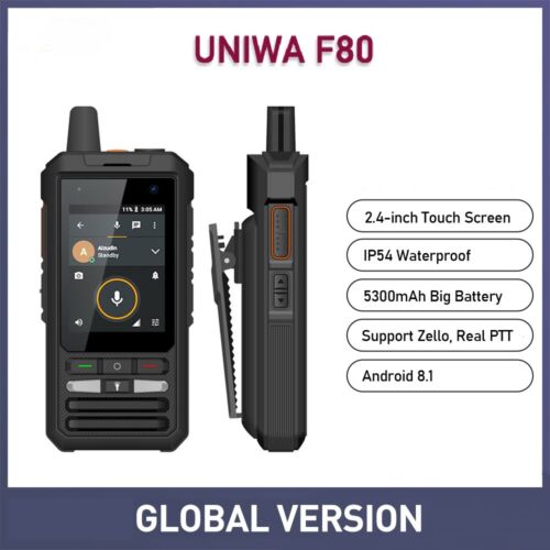 UNIWA F80 Real PTT POC Walkie Talkie Smartphone 2.4 Inch Waterproof Android 8.1 - Afbeelding 1 van 12