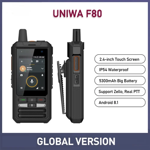 UNIWA F80 4G LTE Android Rugged Radio Smartphone PTT Walkie Talkie Waterproof - Picture 2 of 13