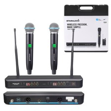 Dual Handheld Wireless Microphone System UHF Church Mics Karaoke Bar Microphone