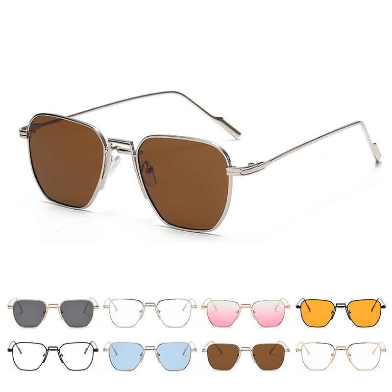 Vintage Square Sunglasses 90s Retro Steampunk Metal Sun Glasses