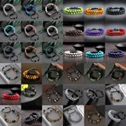 Natural Stone Bead Double Layer Braided Bracelet Bangles Healing Therapy Jewelry