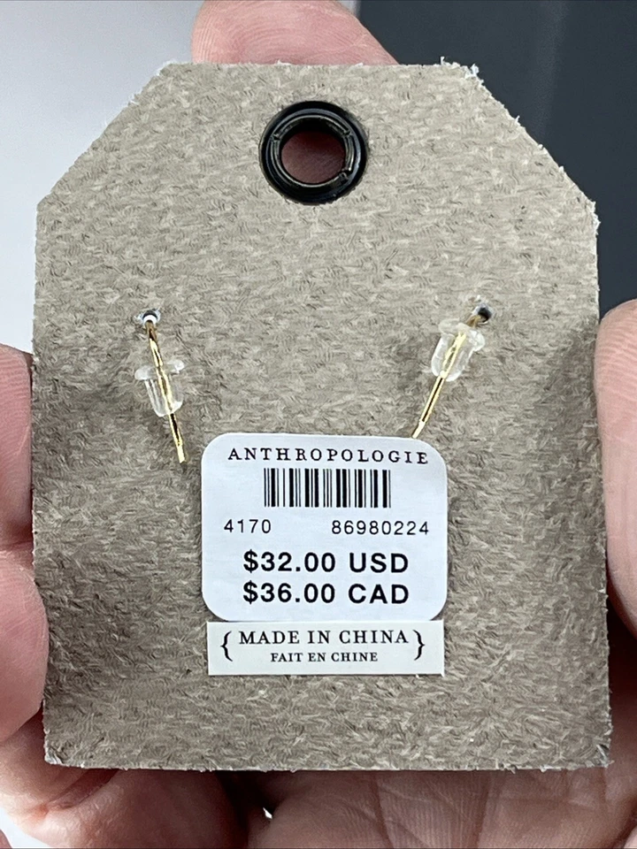 Anthropologie Dangle Gem Earrings Bronze Amber Look gold tone wire Baubles Bijou - Image 2 of 4