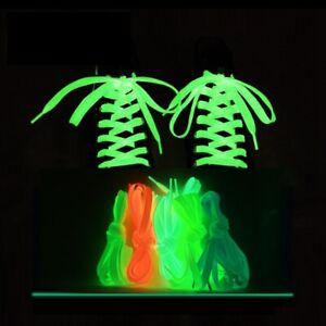 1Pair Luminous Shoelace Flat Athletic Glow In The Dark Shoe Laces Strings 