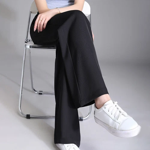 Fashionable Women's Loose Office Pants High Waist Straight Leg Casual Length - Foto 7 di 29