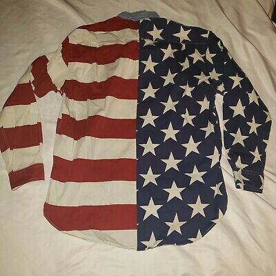 VINTAGE Tommy Hilfiger USA Flag American Shirt (S) Long Sleeve