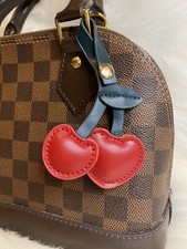 Cherry Bag Charm Keychain Key Fob Red Faux Leather Christmas Birthday Gift