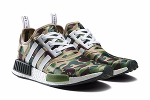 Bape x adidas NMD R1 Green Camo shoes 