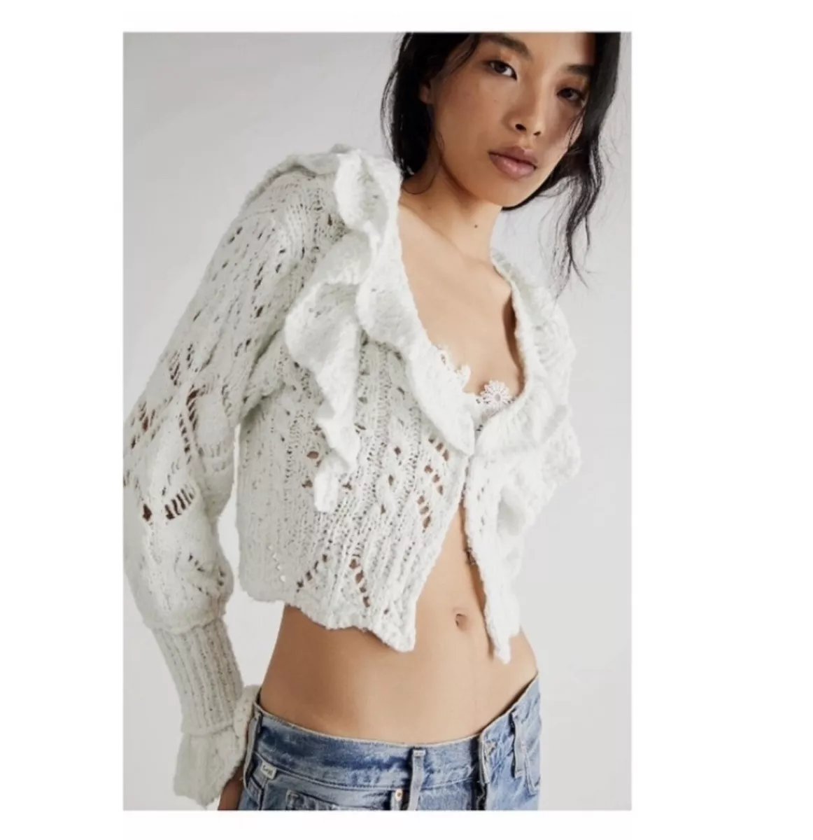 Knit top cardigan white