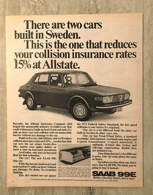 1971 SAAB 99E 4-Door Hardtop Frot Wheel Drive Vintage Print Ad