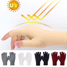 3pairs Women Thin Ice Silk Glove Anti-UV Sunscreen Driving Half-finger Mittens  
