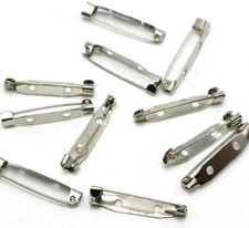 50 Silver Tone Metal Brooch Bar Pins Finding 30mm Pin Back Safety Pins
