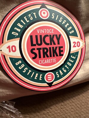 “Lucky Strike Cigarette”colorful Round Tin 7.9”x7.9”