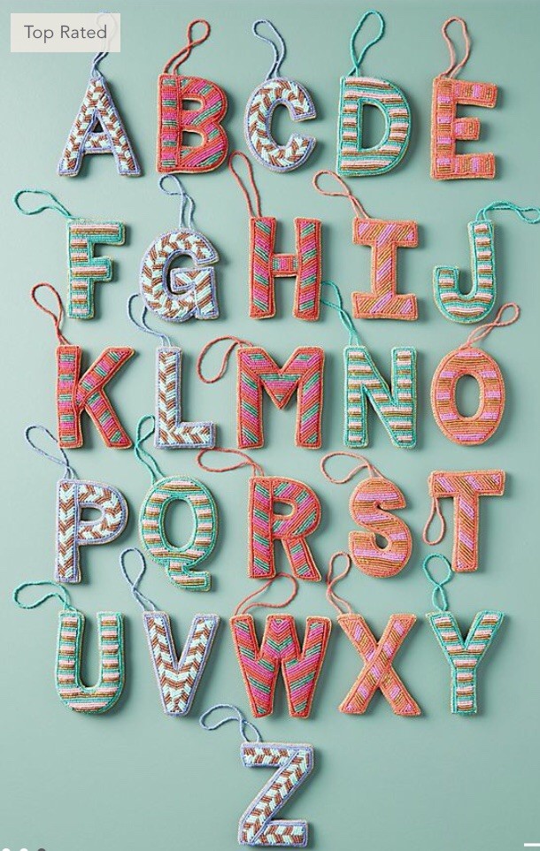 NEW ANTHROPOLOGIE ORNAMENT LETTER N BEADED MONOGRAM GLASS BEADS YOUR ...