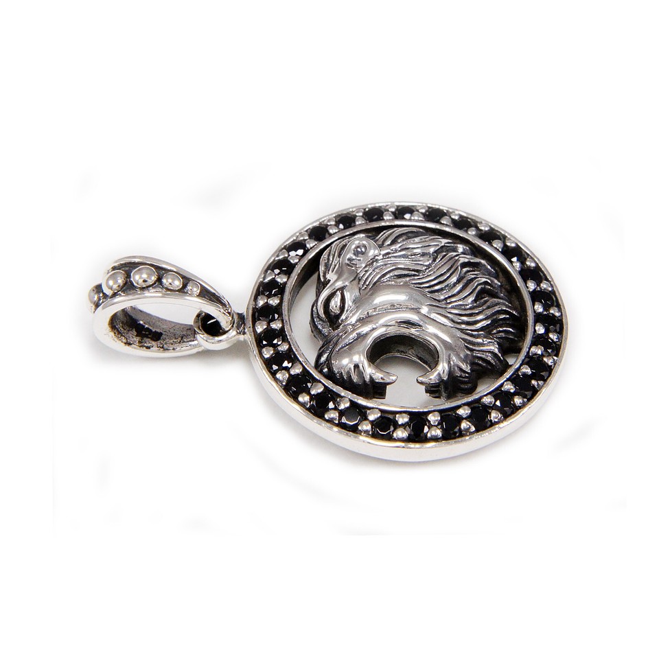 Medaglione Uomo In Argento 925 Stile Gotico Biker - Ciondolo Pendant Rockabilly